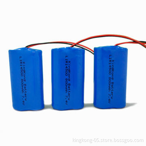 14500 Lithium-ion Column Battery Pack with 800mAh Capacity, 7.4V Standard Voltage